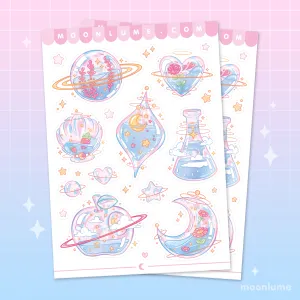 Aesthetic Glass Planets - matte vinyl sticker sheet