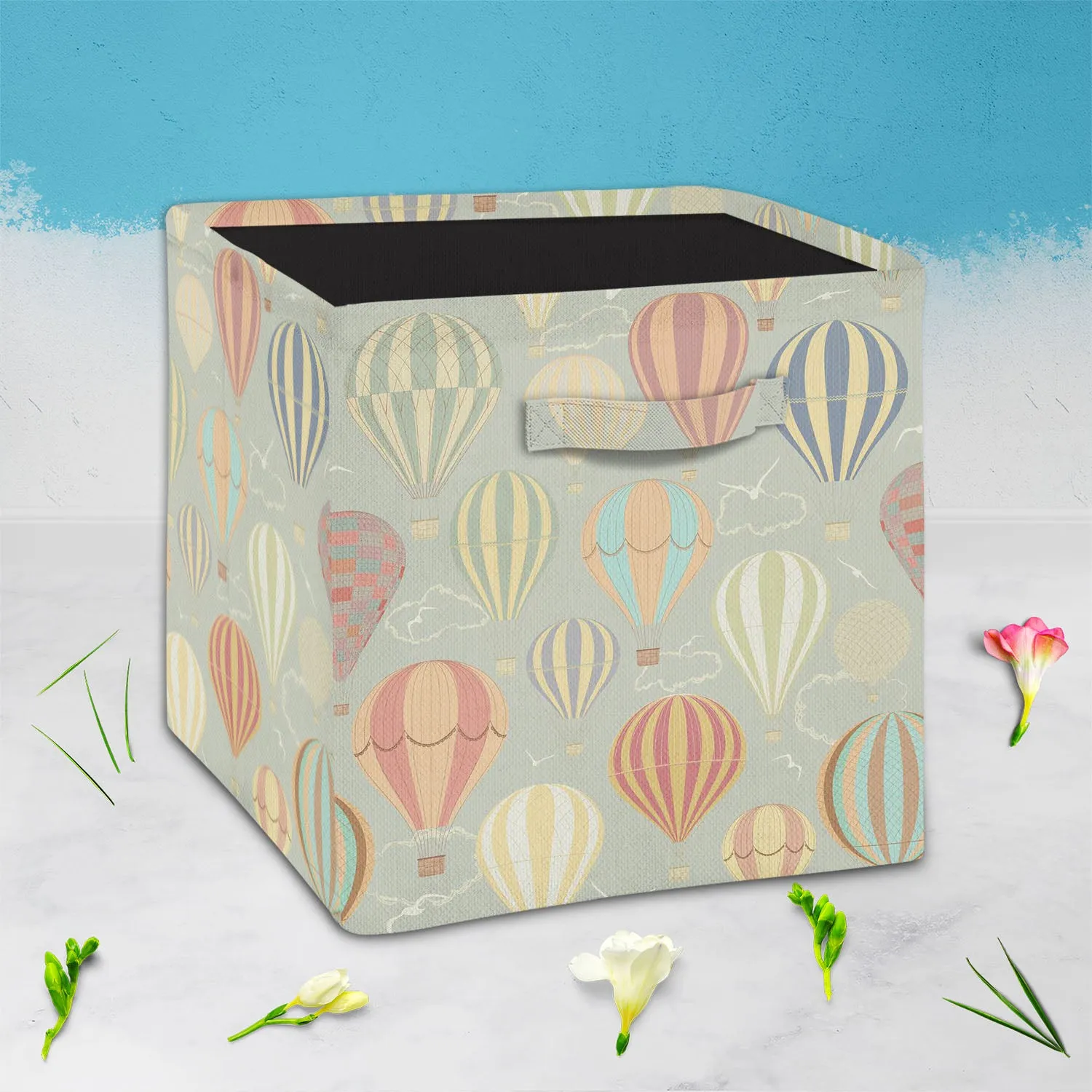Air Balloons Foldable Open Storage Bin | Organizer Box, Toy Basket, Shelf Box, Laundry Bag | Canvas Fabric