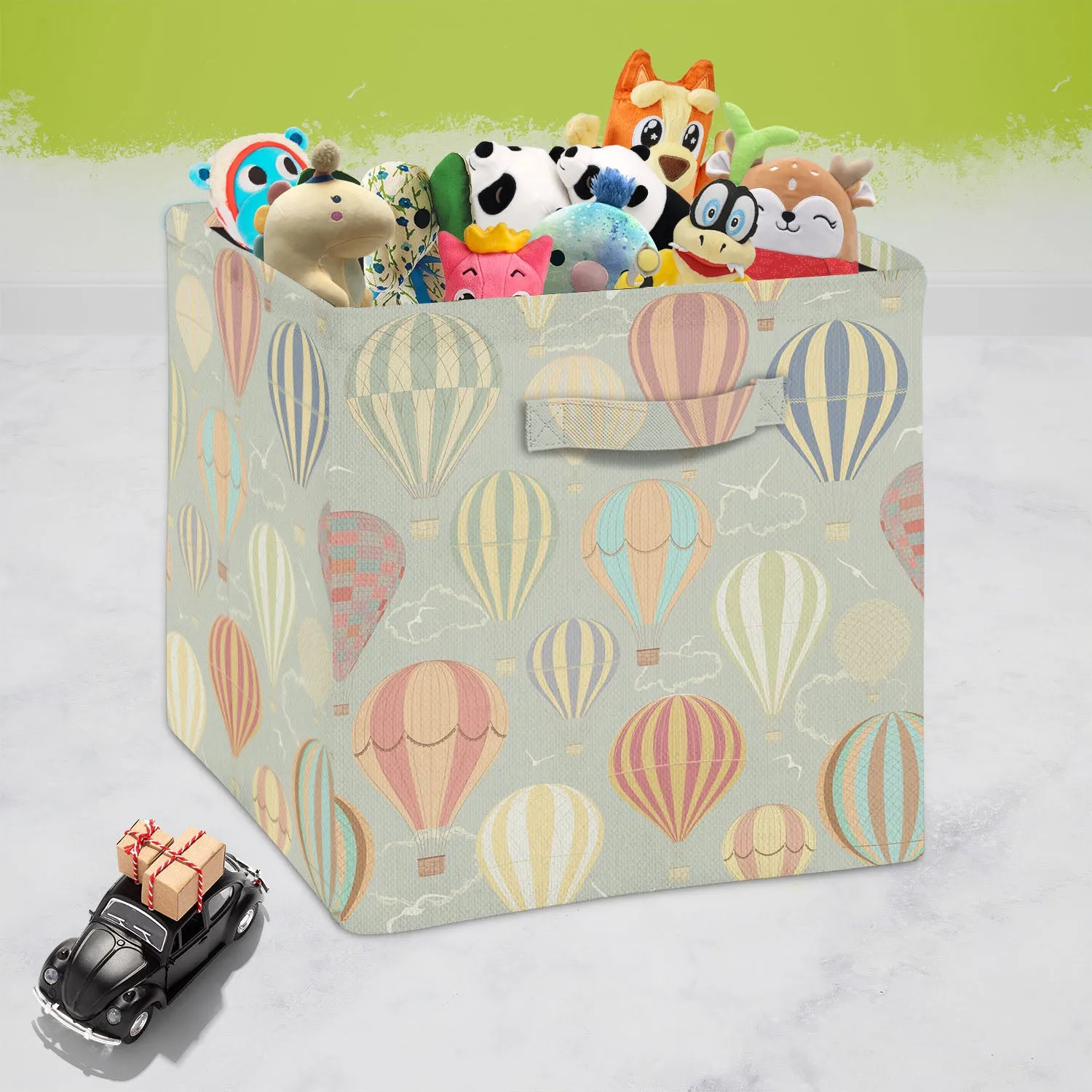 Air Balloons Foldable Open Storage Bin | Organizer Box, Toy Basket, Shelf Box, Laundry Bag | Canvas Fabric