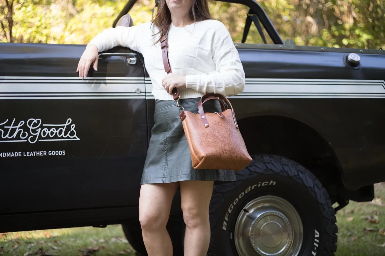 AVERY LEATHER TOTE BAG - MINI CROSSBODY - HONEY - IN STOCK