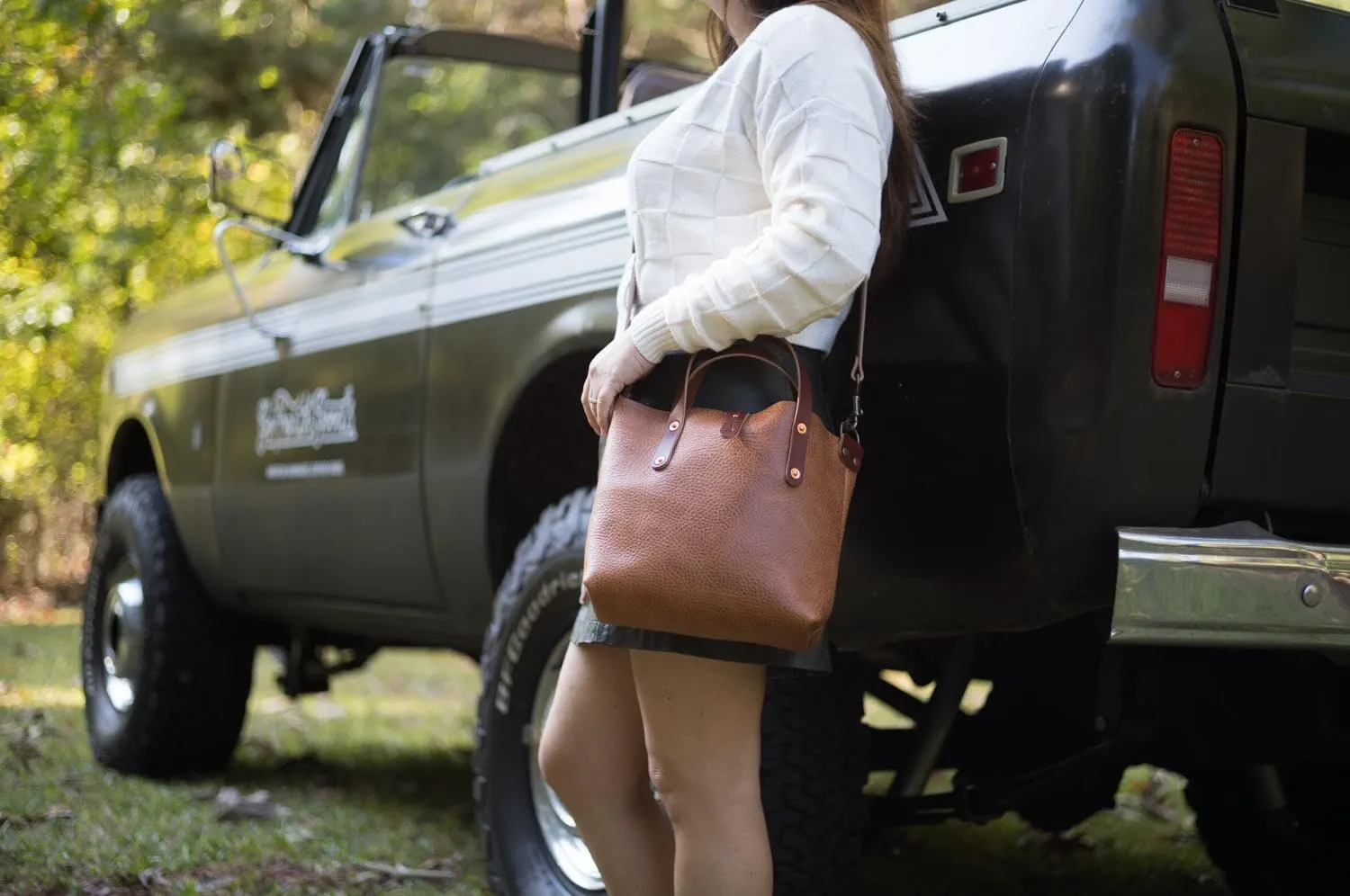AVERY LEATHER TOTE BAG - MINI CROSSBODY - HONEY - IN STOCK