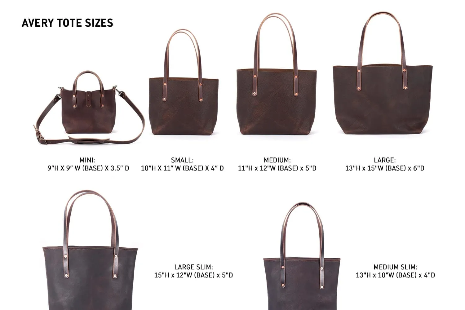 AVERY LEATHER TOTE BAG - MINI CROSSBODY - SADDLE