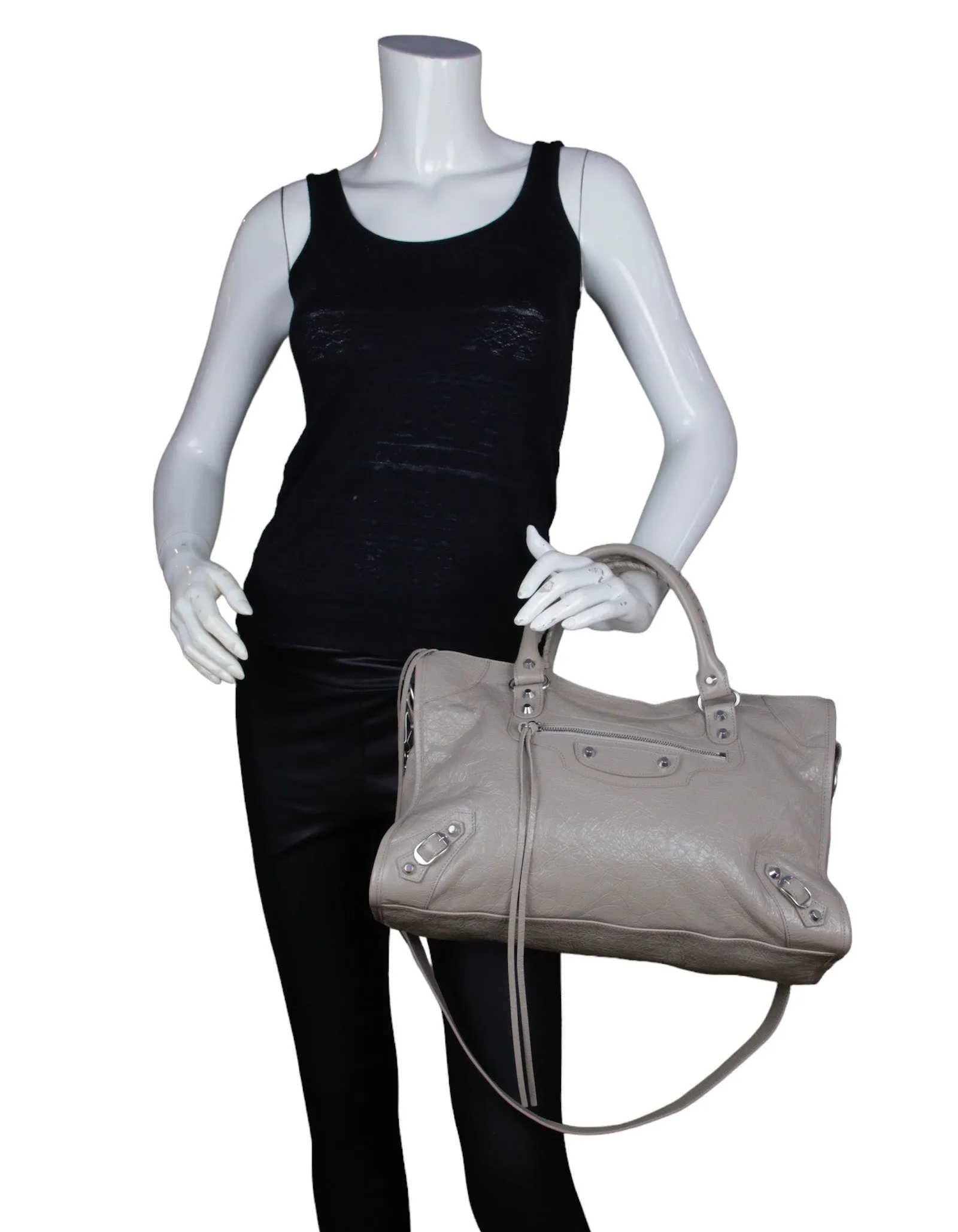 Balenciaga Grey Leather Medium Le City Bag