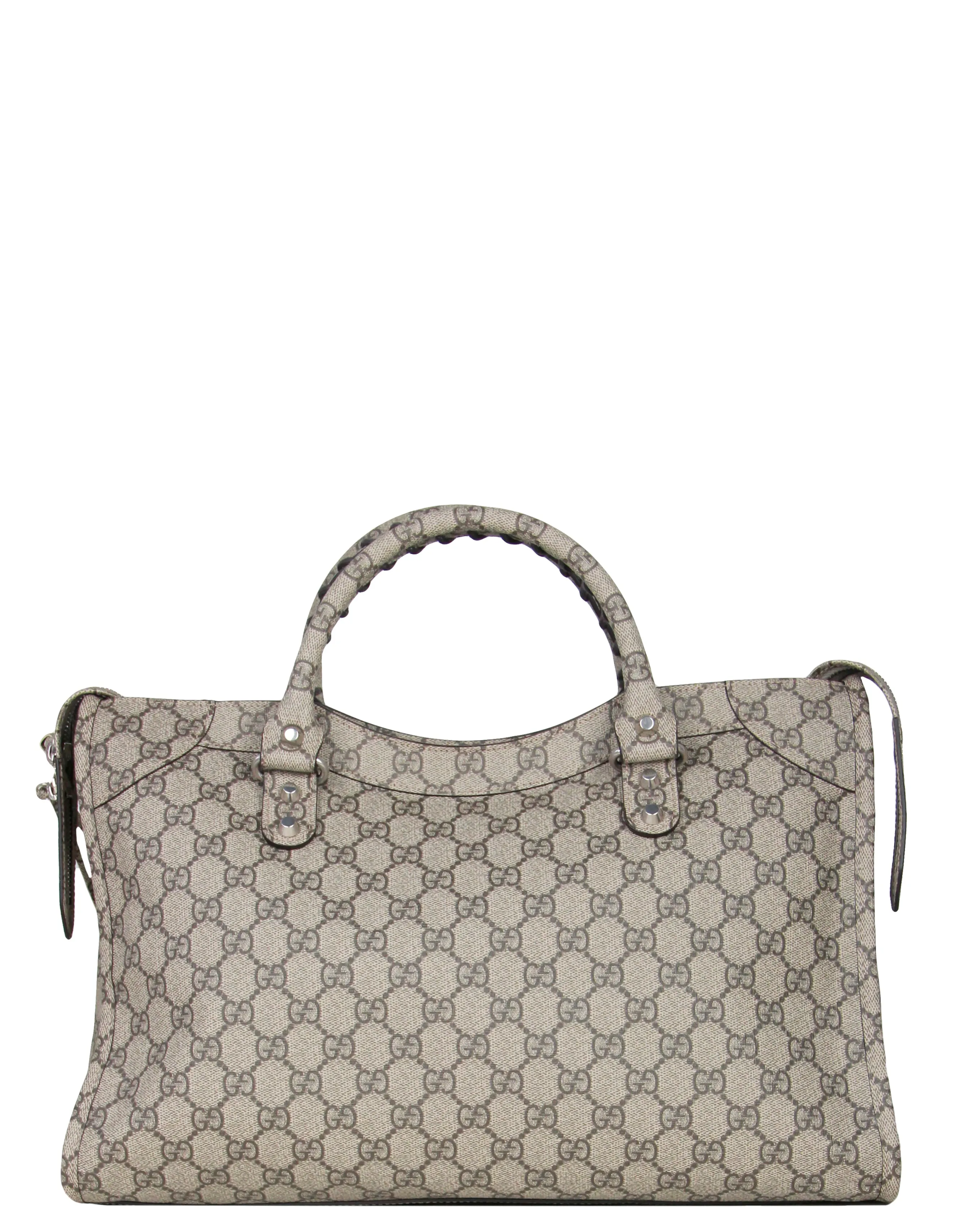 Balenciaga X Gucci GG Supreme Beige Ebony Monogram Neo Classic City Bag