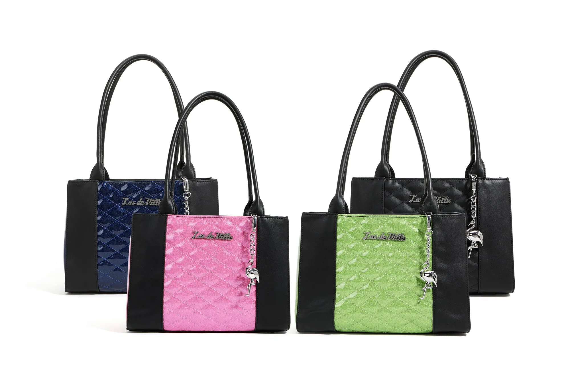 Black and Royal Blue Sparkle Cha Cha Totes