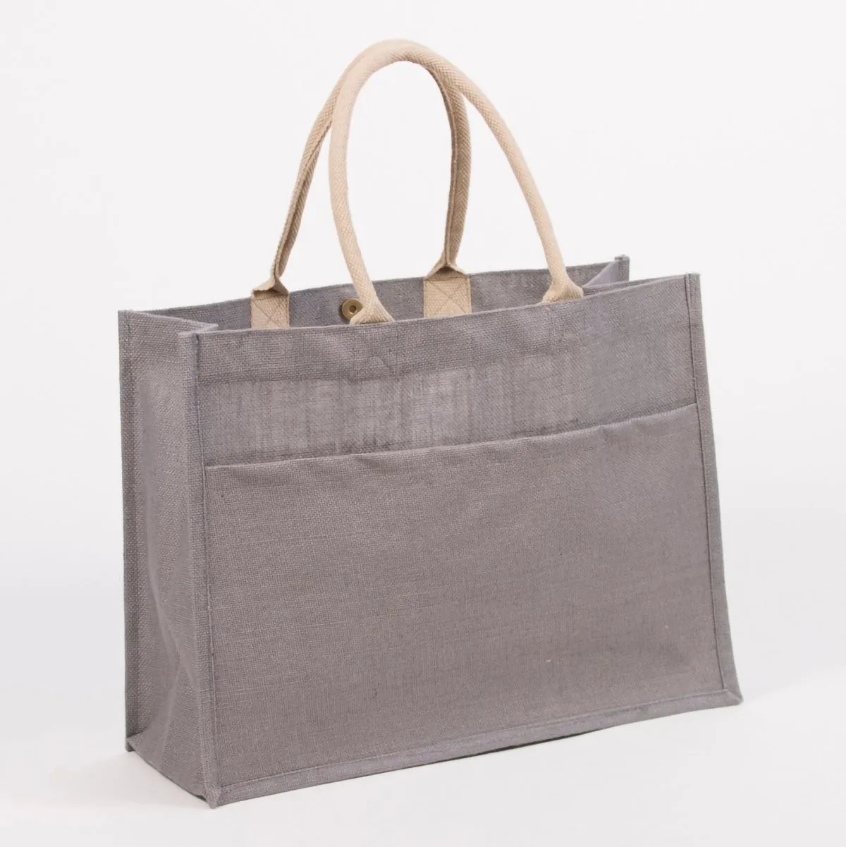 Black Jute Pocket Tote