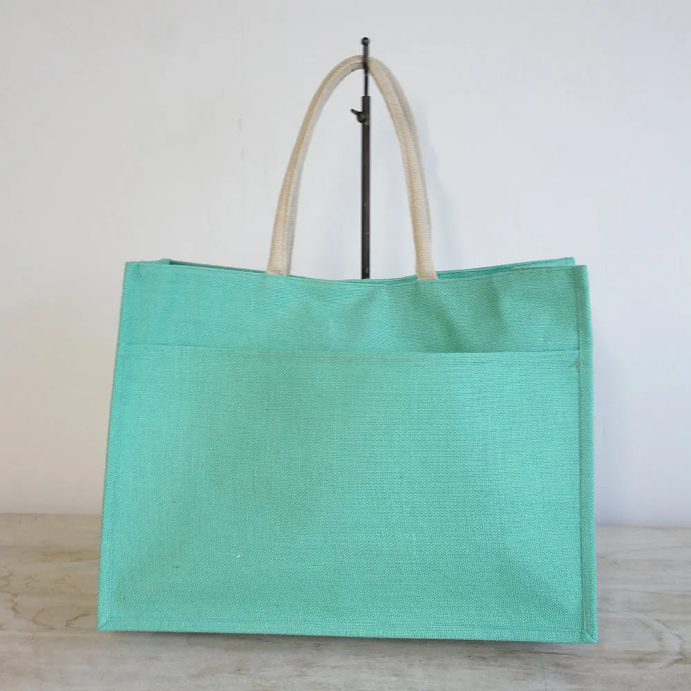 Black Jute Pocket Tote