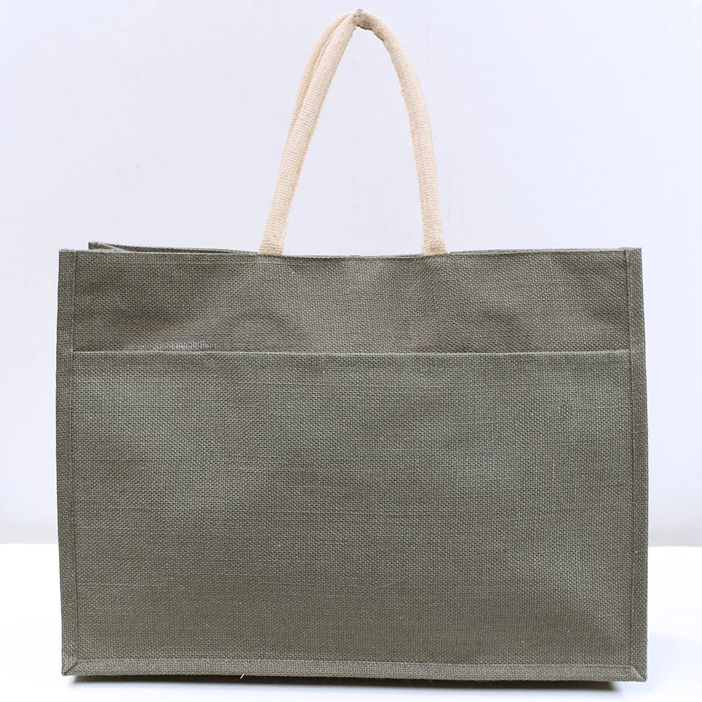 Black Jute Pocket Tote