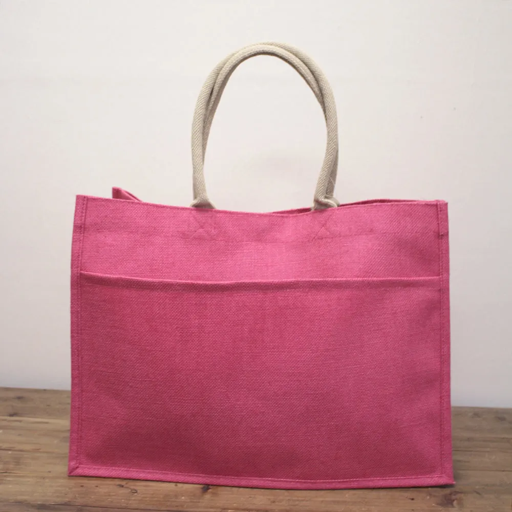 Black Jute Pocket Tote