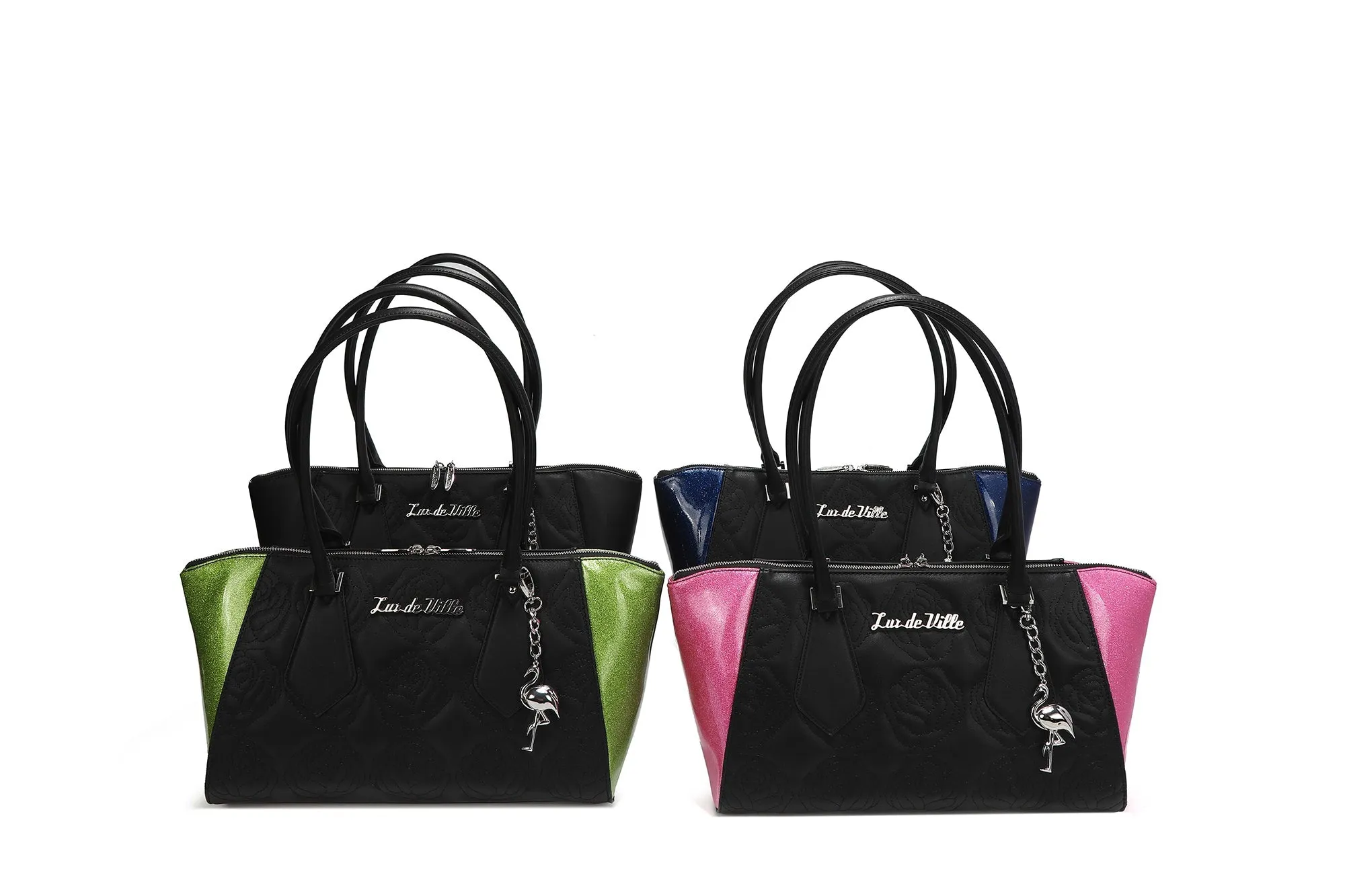 Black with Winkle Pink Sparkle Safari Tote