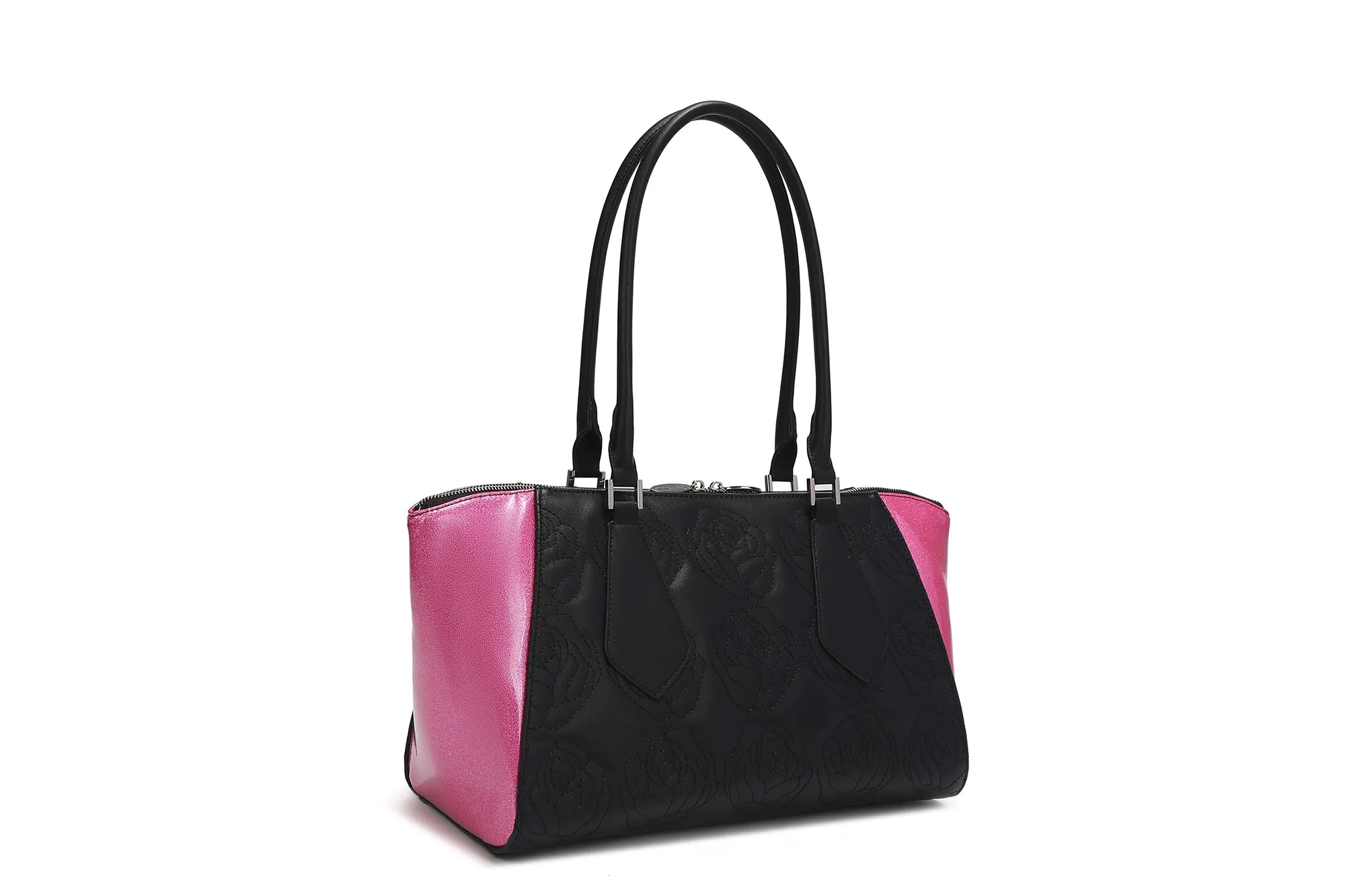 Black with Winkle Pink Sparkle Safari Tote