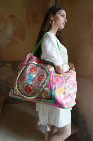 BOHO BEACH BAG - Fuchsia Lurex