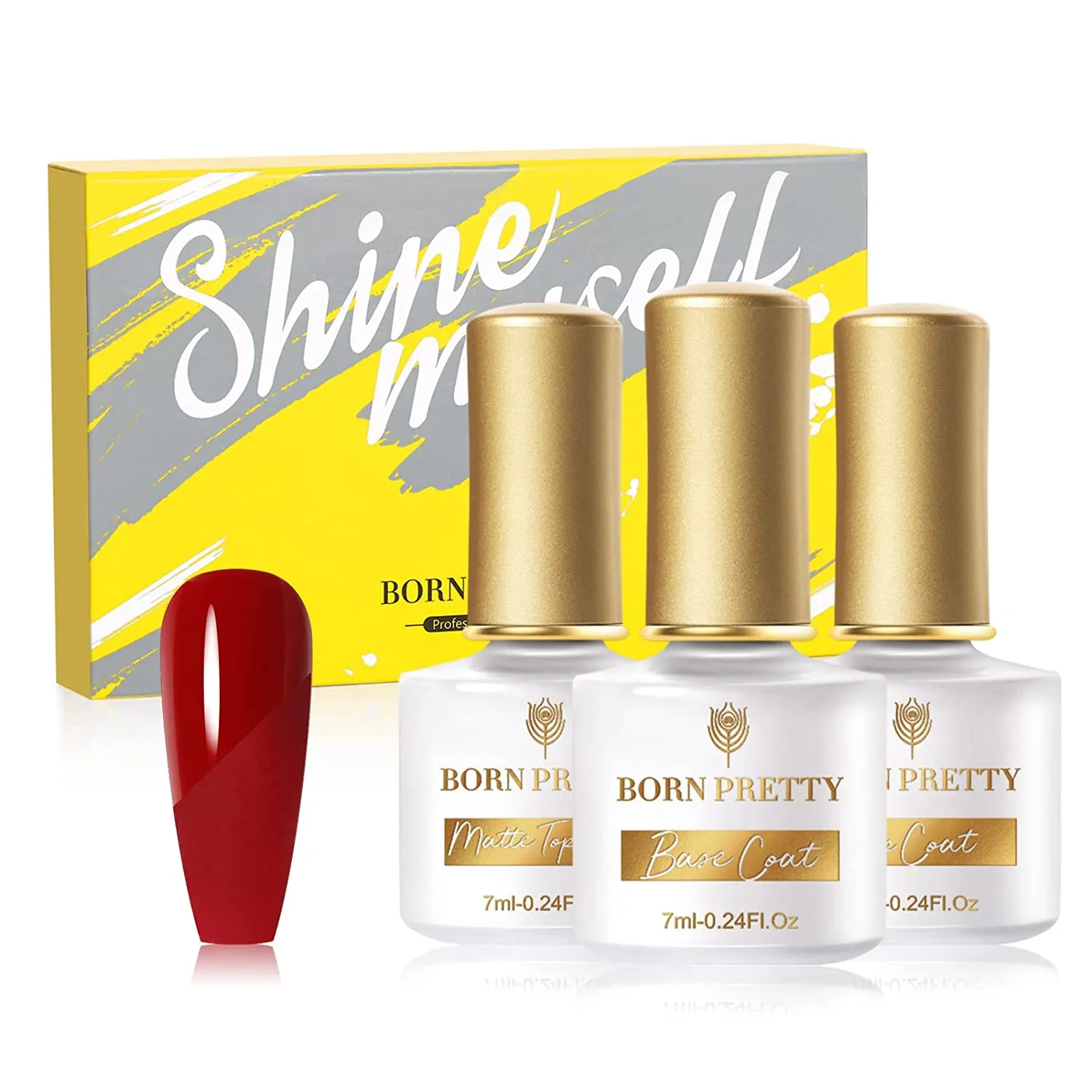 BORN PRETTY Reflective Glitter Gel Polish,Sparkly Shiny Disco DJ LED Gel Nail Polish Nail Varnish 6PCS 7ML