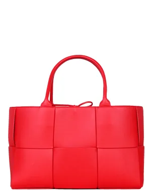 Bottega Veneta Red/Pink Medium Arco Intrecciato Leather Tote Bag