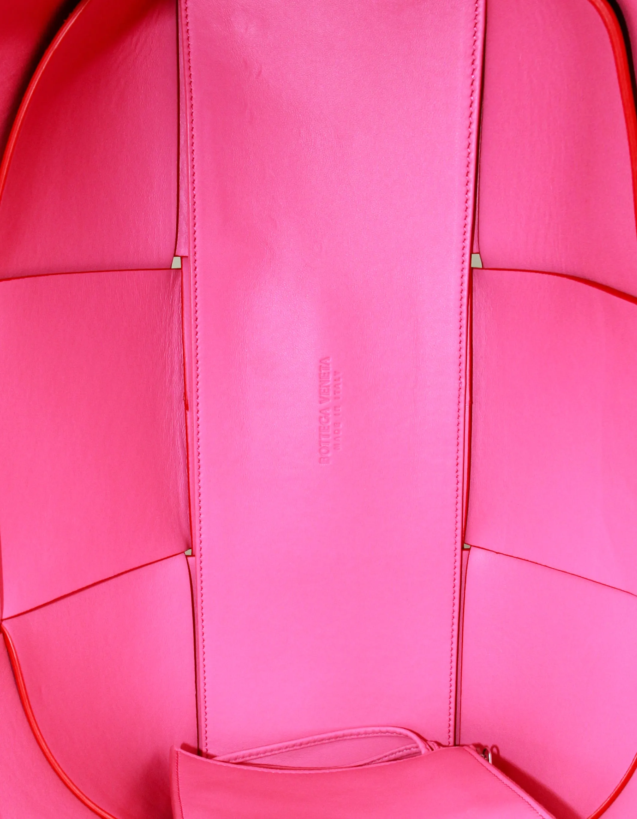 Bottega Veneta Red/Pink Medium Arco Intrecciato Leather Tote Bag