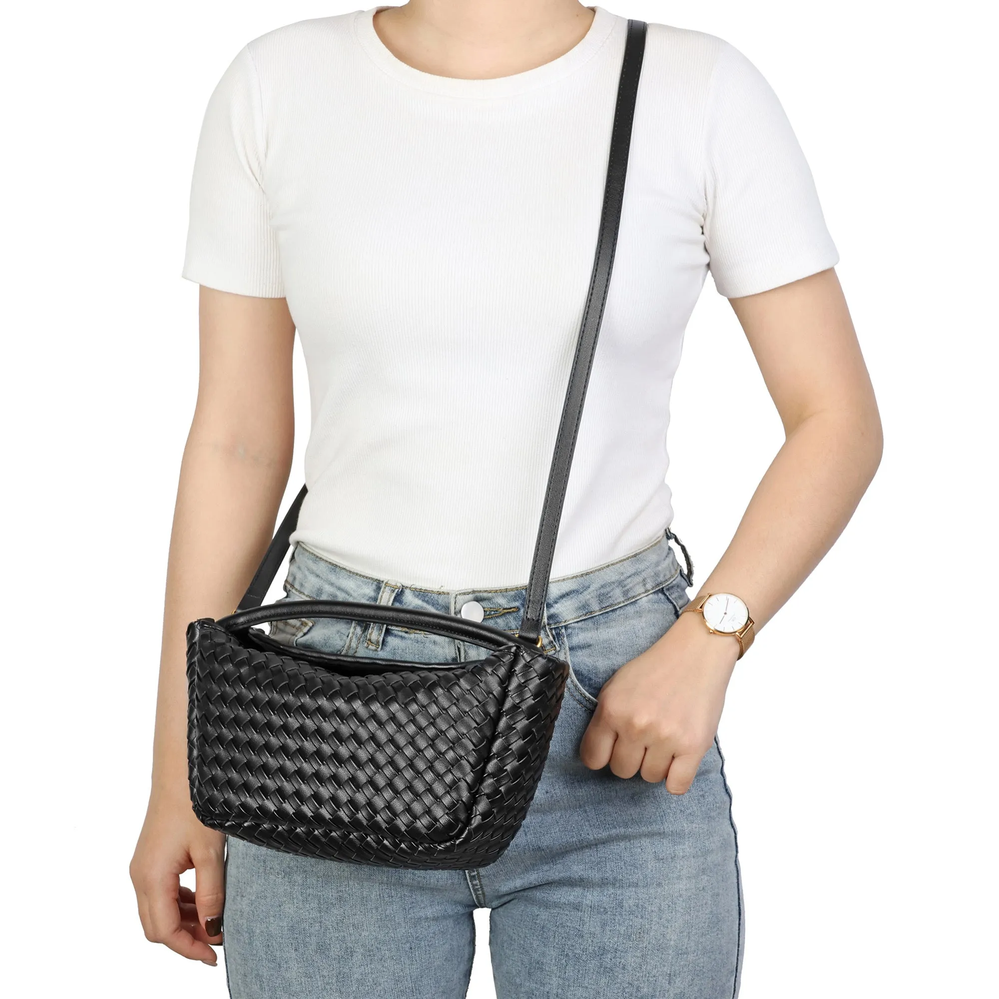 Braided Leather Crossbody Bag