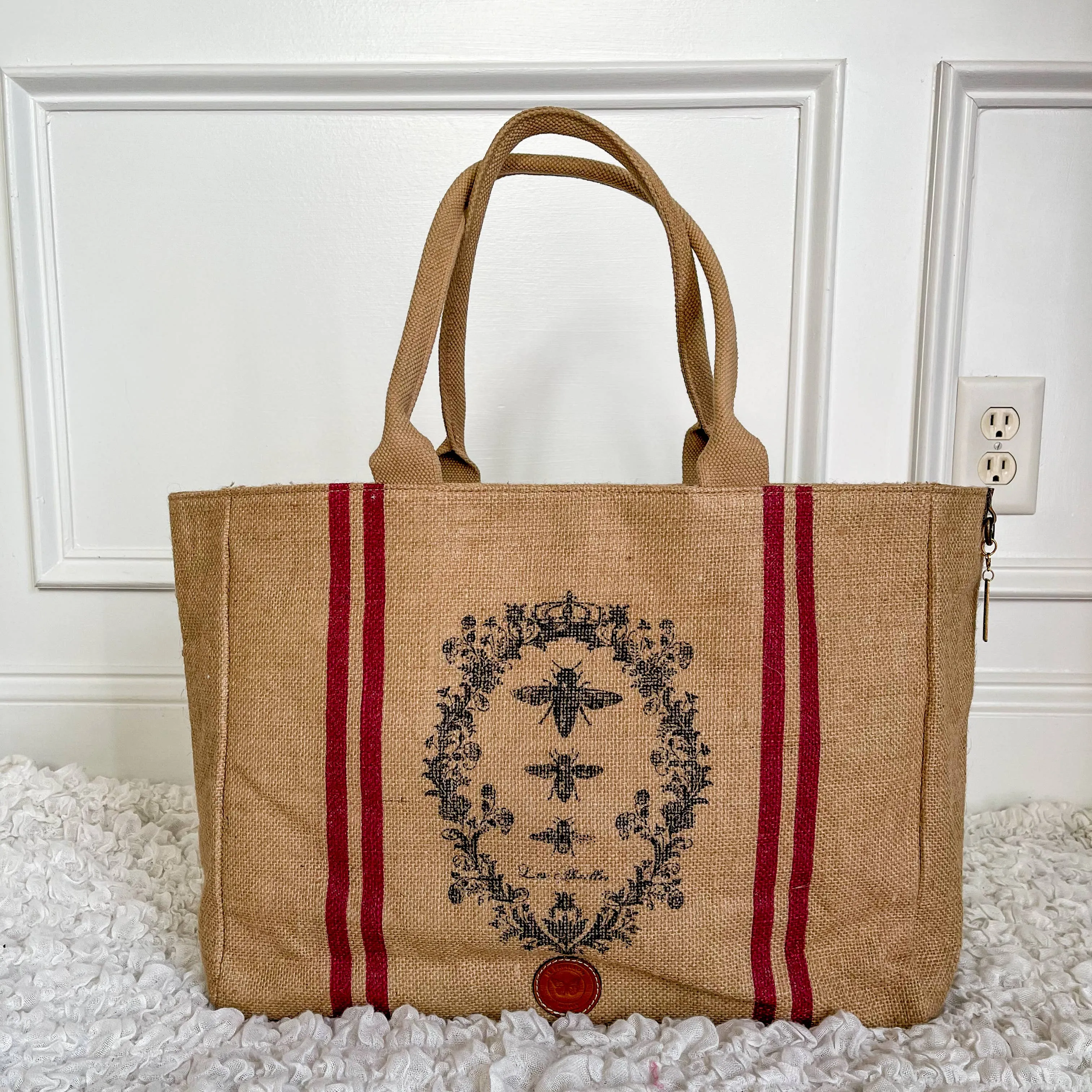 Burlap with Bee Stamp Tote