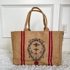 Burlap with Bee Stamp Tote