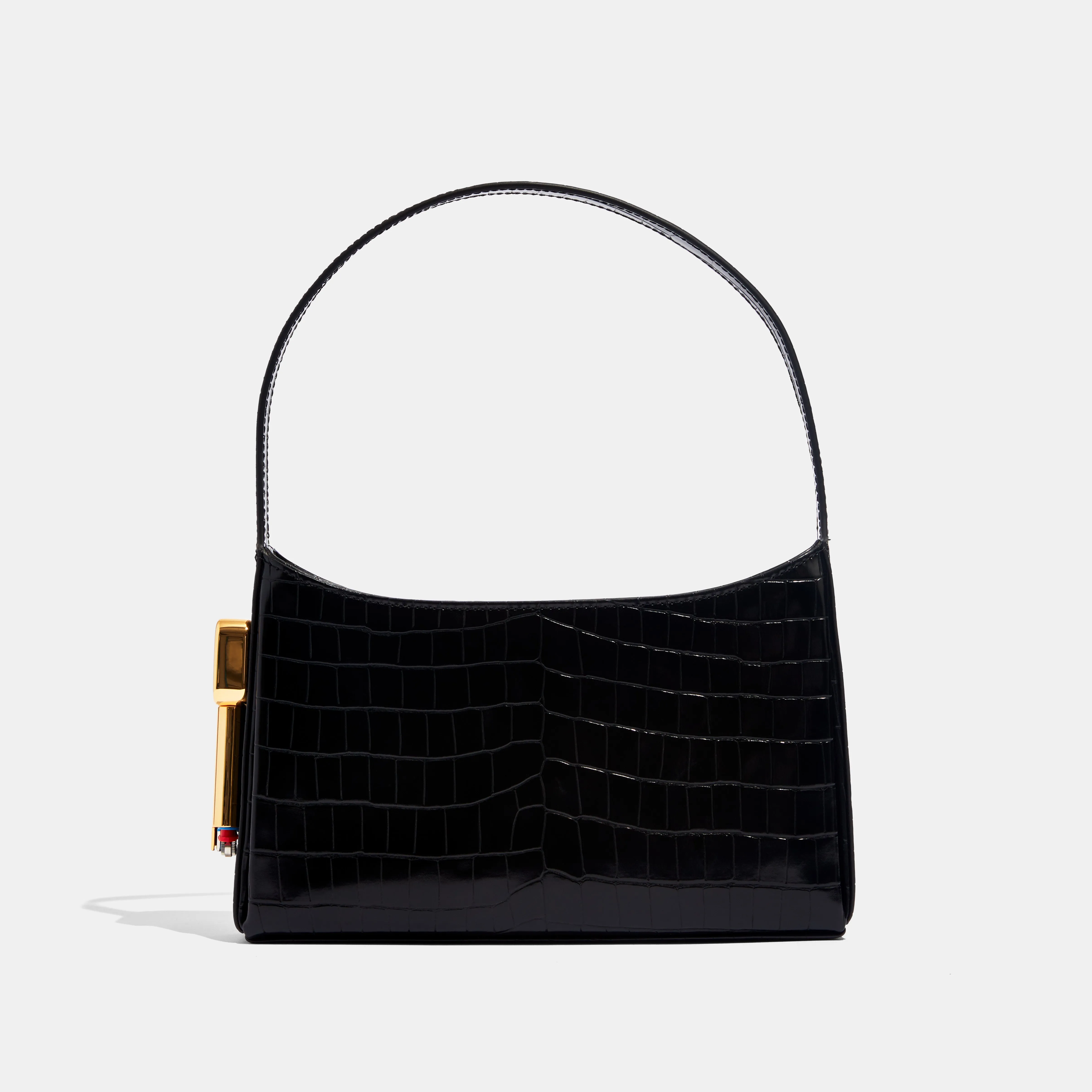 Burn Shoulder Bag in Black Croc