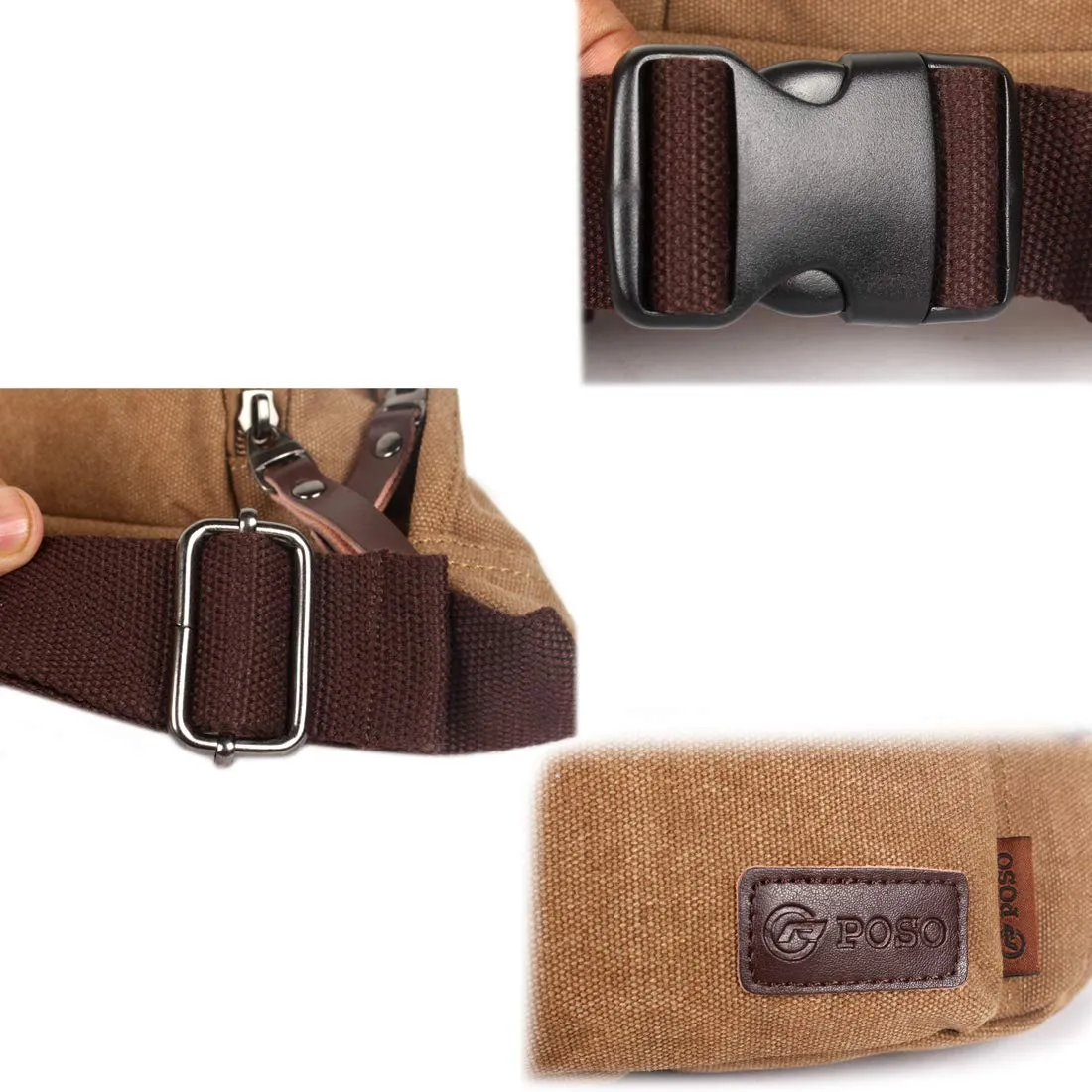 Canvas Waist Bag Travel Pouch - Adjustable Strap, Water Resistant | 1.7L Capacity | Coffee