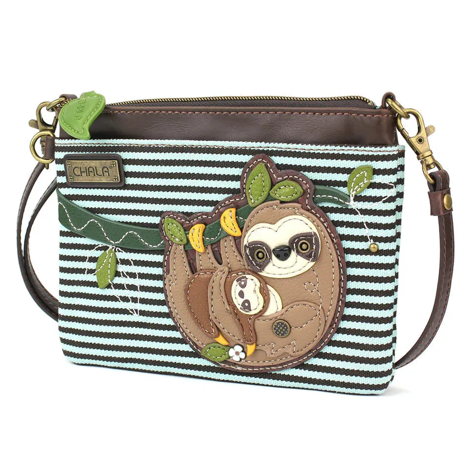 Chala Mini Crossbody - Sloth Family (Blue Stripe)