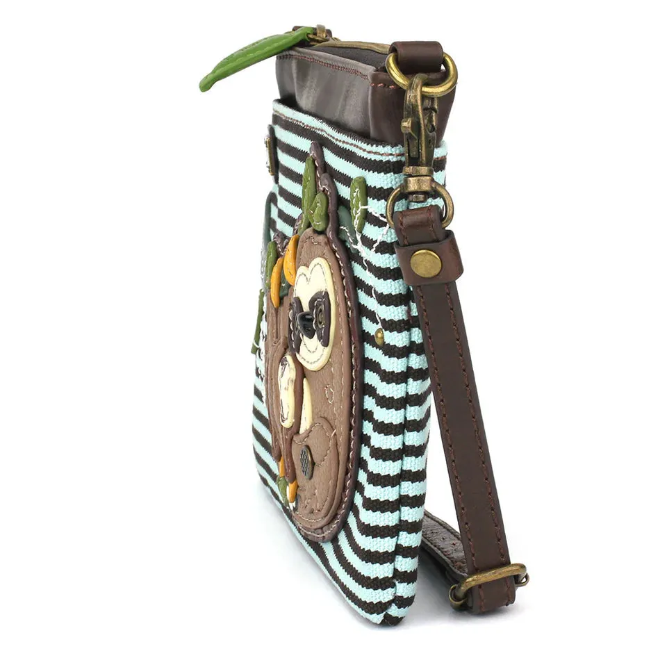 Chala Mini Crossbody - Sloth Family (Blue Stripe)