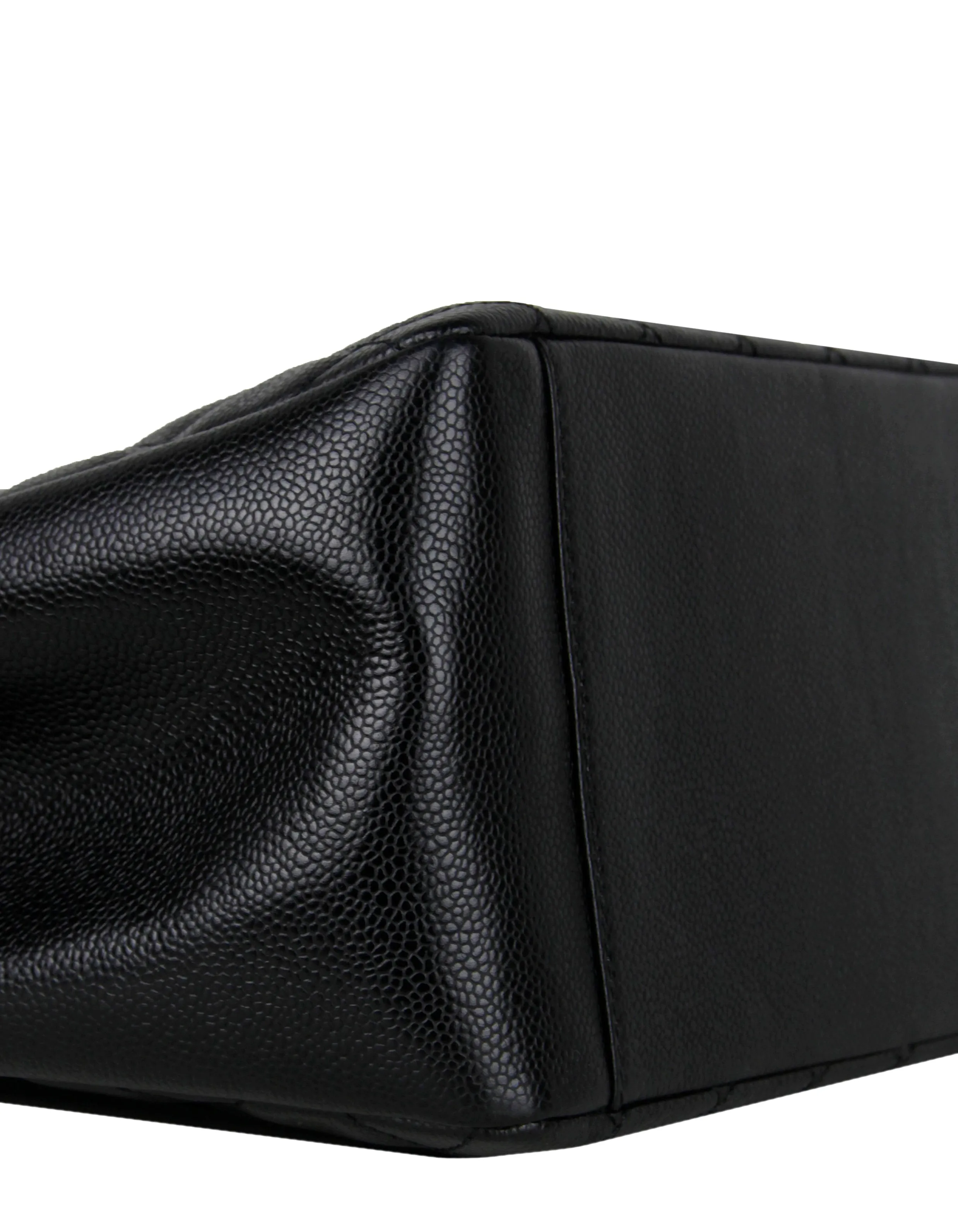 Chanel Black Caviar Leather Quilted Grand Shopper Tote GST Bag