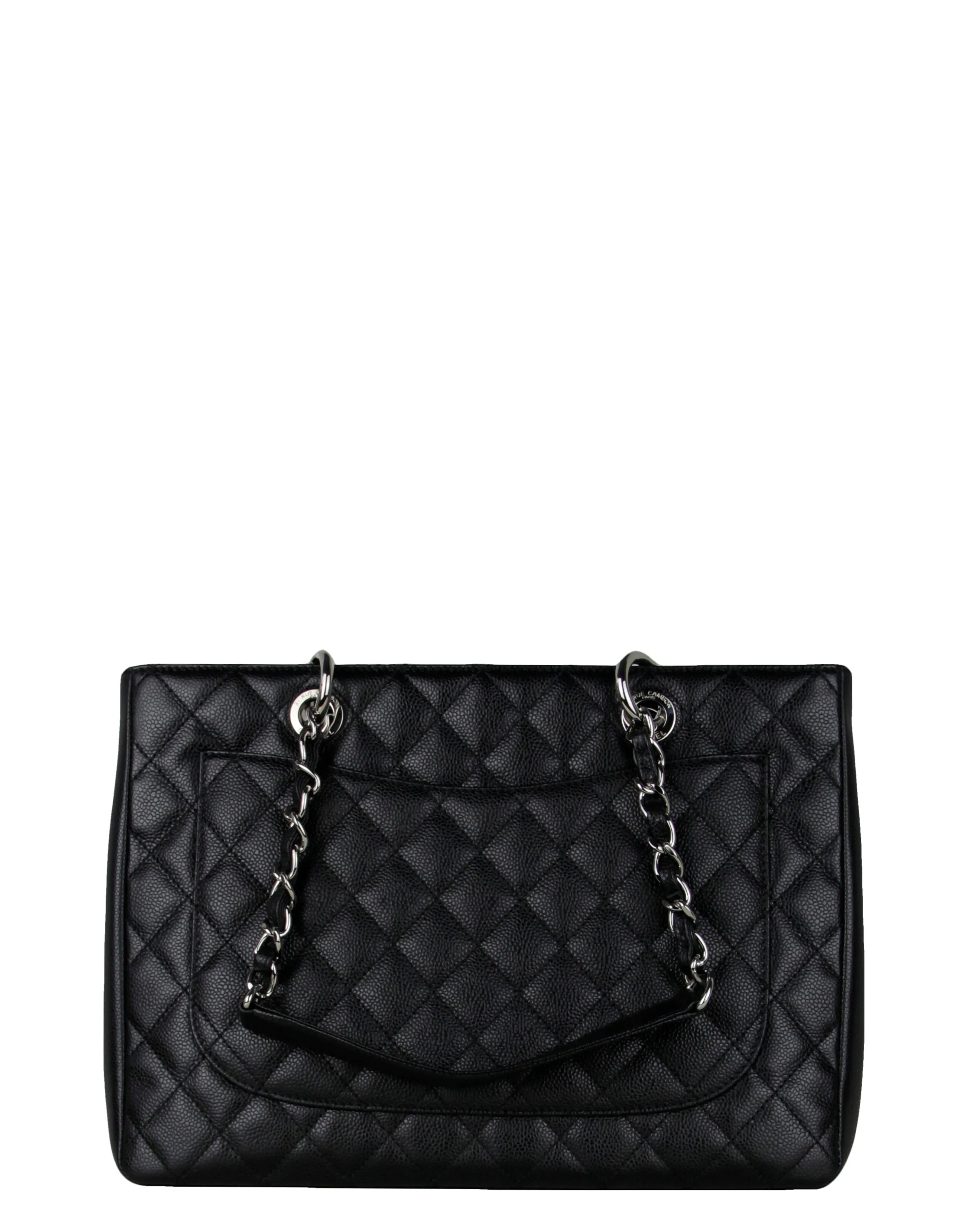 Chanel Black Caviar Leather Quilted Grand Shopper Tote GST Bag