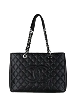 Chanel Black Caviar Leather Quilted Grand Shopper Tote GST Bag