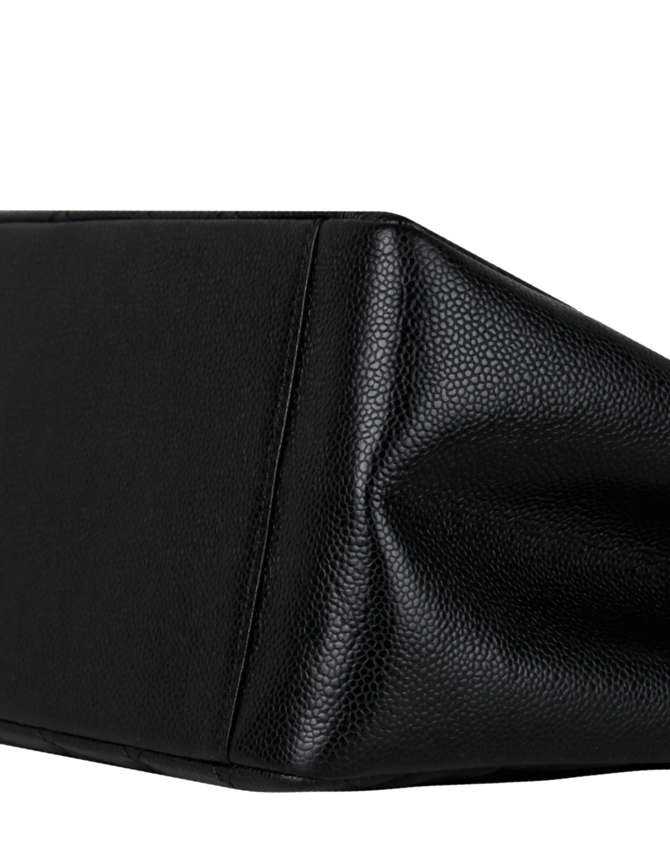 Chanel Black Caviar Leather Quilted Grand Shopper Tote GST Bag