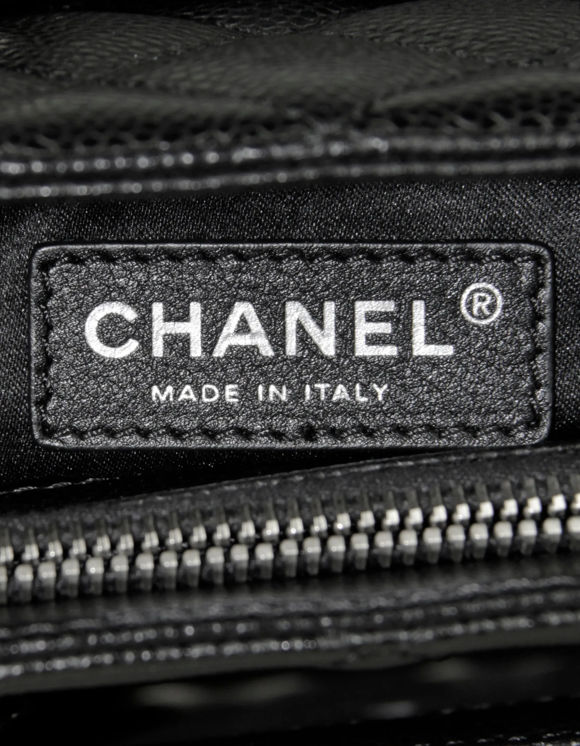 Chanel Black Caviar Leather Quilted Grand Shopper Tote GST Bag