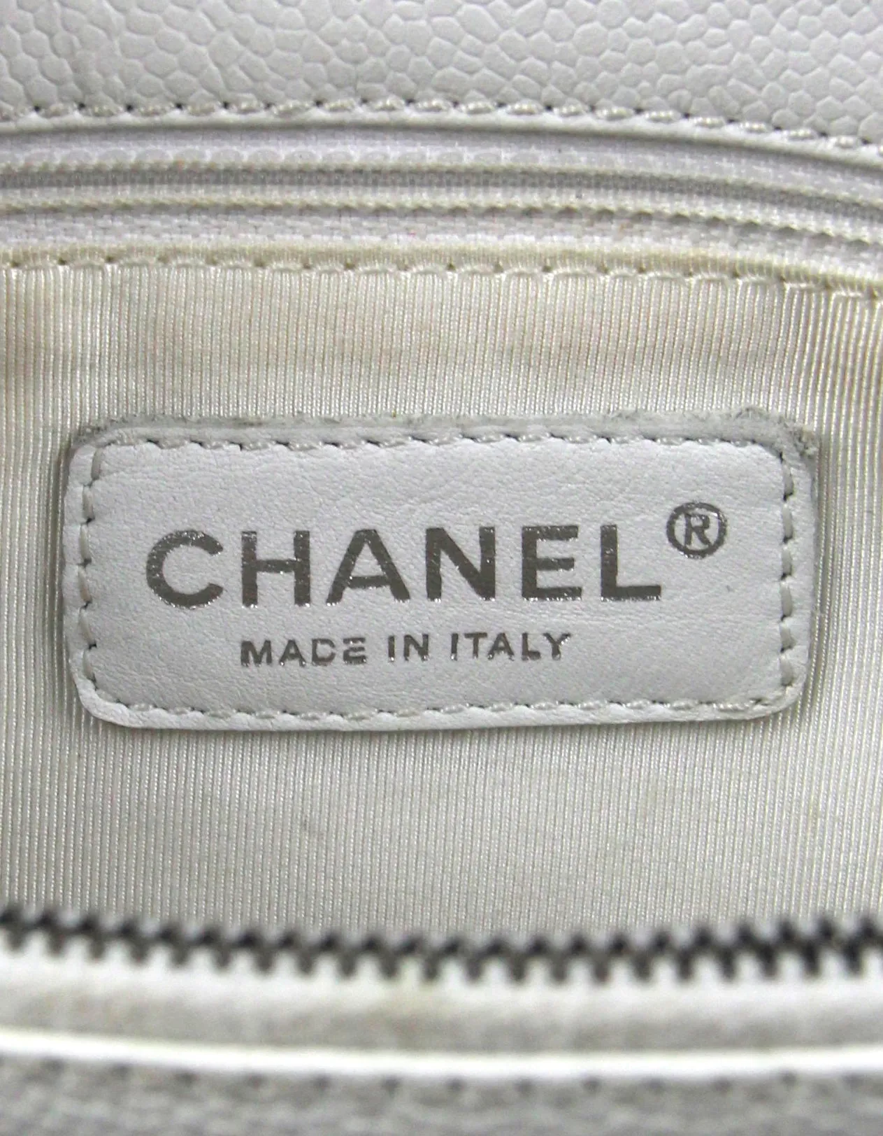 Chanel White Caviar Leather Quilted Grand Shopper Tote GST Bag