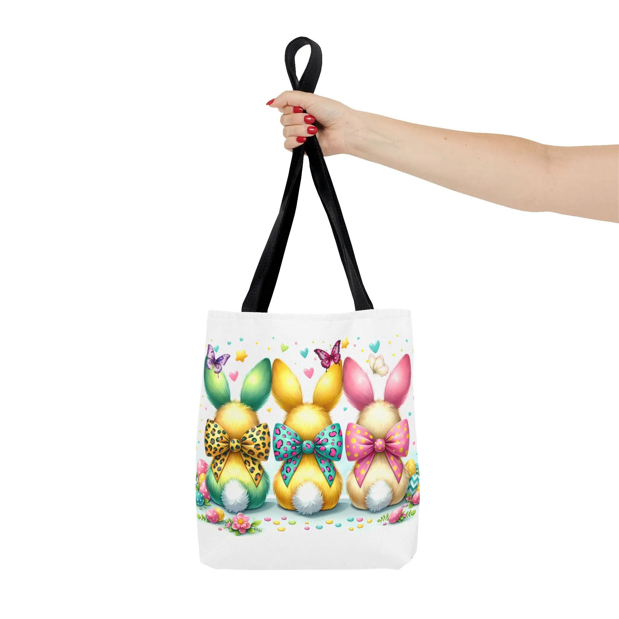 Colorful Easter Bunny Tote Bag - Spring Holiday Shopping Bag, Cute Rabbit Reusable Tote, Easter Egg Hunt Gift, Festival Carryall, Pastel