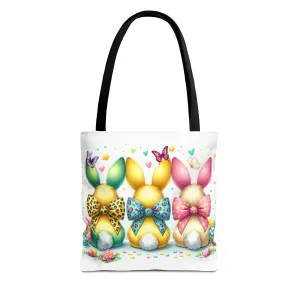 Colorful Easter Bunny Tote Bag - Spring Holiday Shopping Bag, Cute Rabbit Reusable Tote, Easter Egg Hunt Gift, Festival Carryall, Pastel