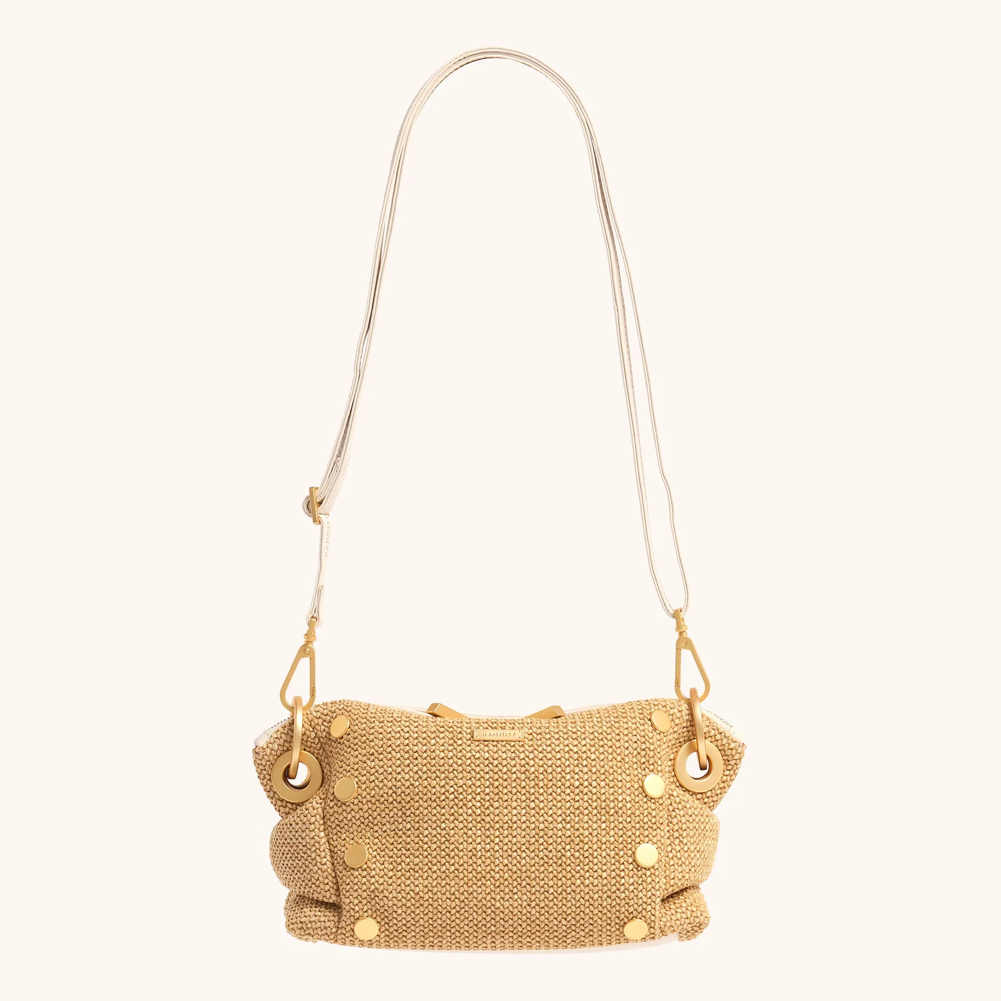 Daniel Crossbody Clutch | Calla Lily White Raffia/Brushed Gold | Sml