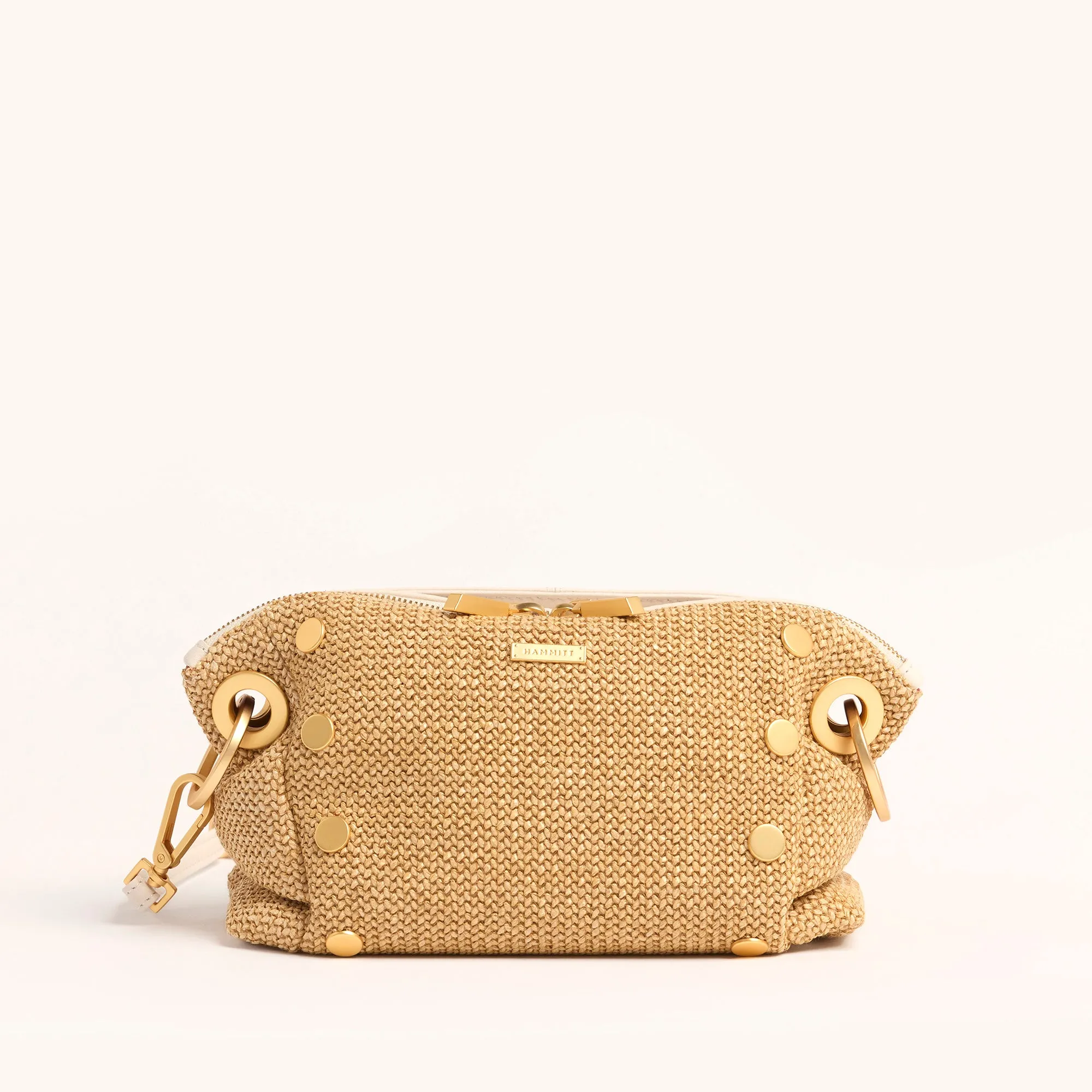 Daniel Crossbody Clutch | Calla Lily White Raffia/Brushed Gold | Sml