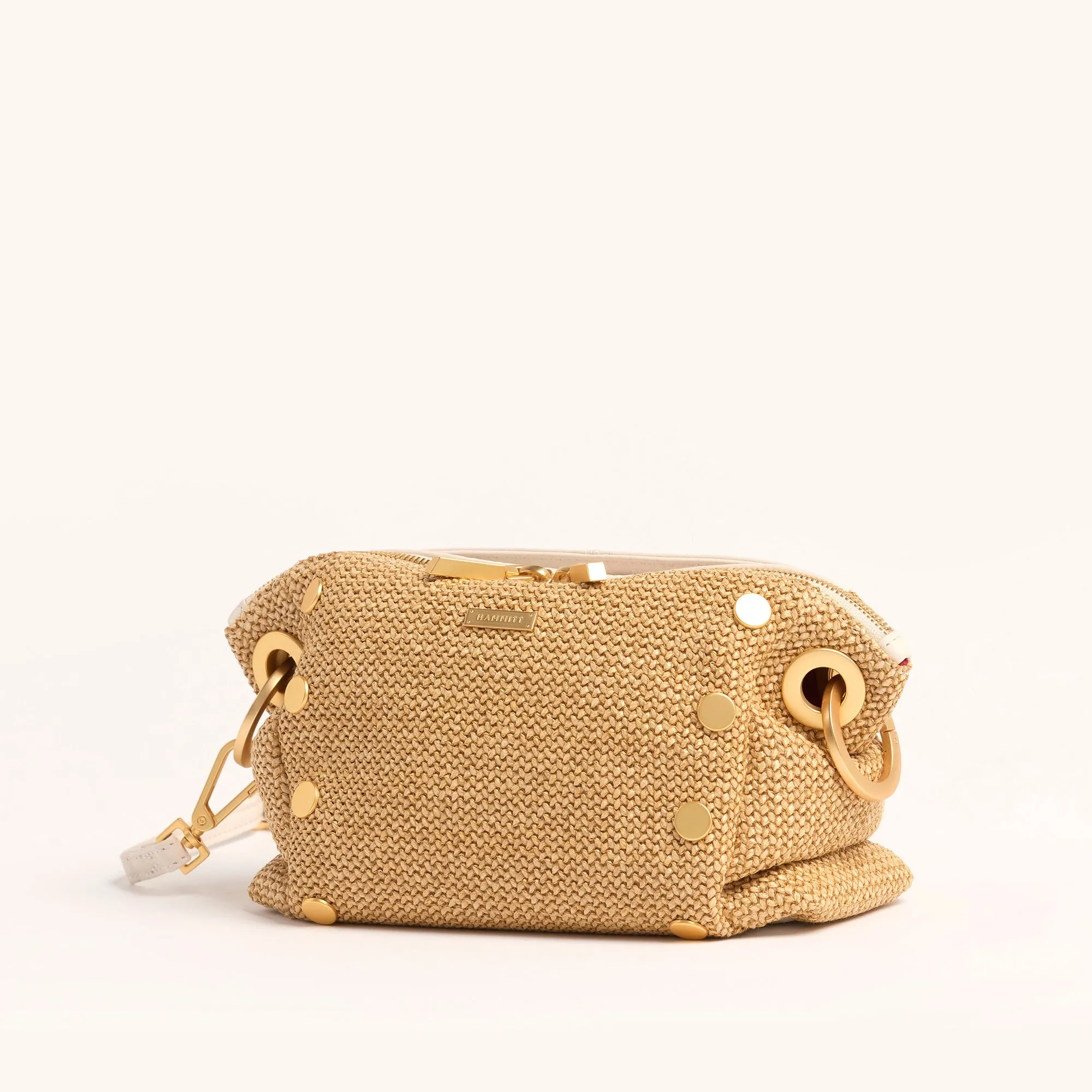 Daniel Crossbody Clutch | Calla Lily White Raffia/Brushed Gold | Sml