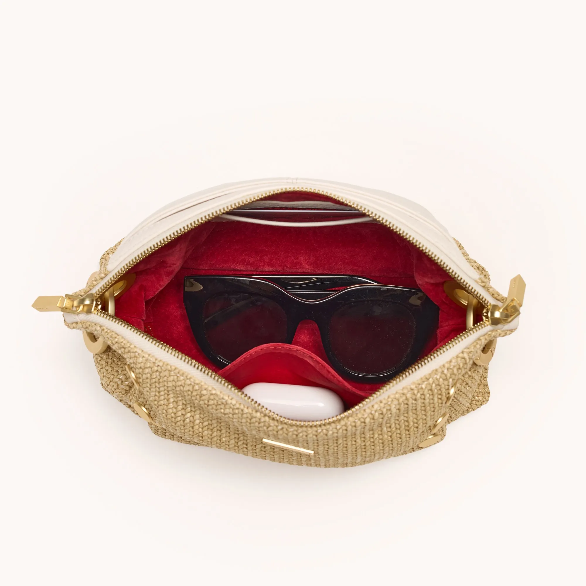 Daniel Crossbody Clutch | Calla Lily White Raffia/Brushed Gold | Sml
