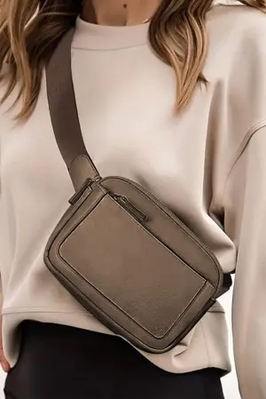 Desert Palm Minimalist Multi-zipped Crossbody Bag