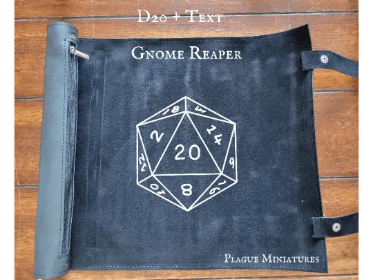 Dice Mat, dice storage and scroll of rolling mat, felt and leather dnd dice mat for RPG Tabletop gaming, custom Dice mat