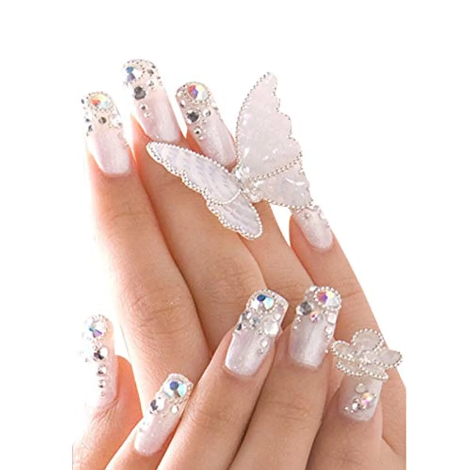 Ely D 3000PCS Flat Back Rhinestones for Nails, Round Gems, No HotFix Very Sparkly Nail Crystal for Nail - Art, 6 Sizes with Pick Up Tweezer, for Face Clothes Crafts Shoes Bags, Clear Rhinestone