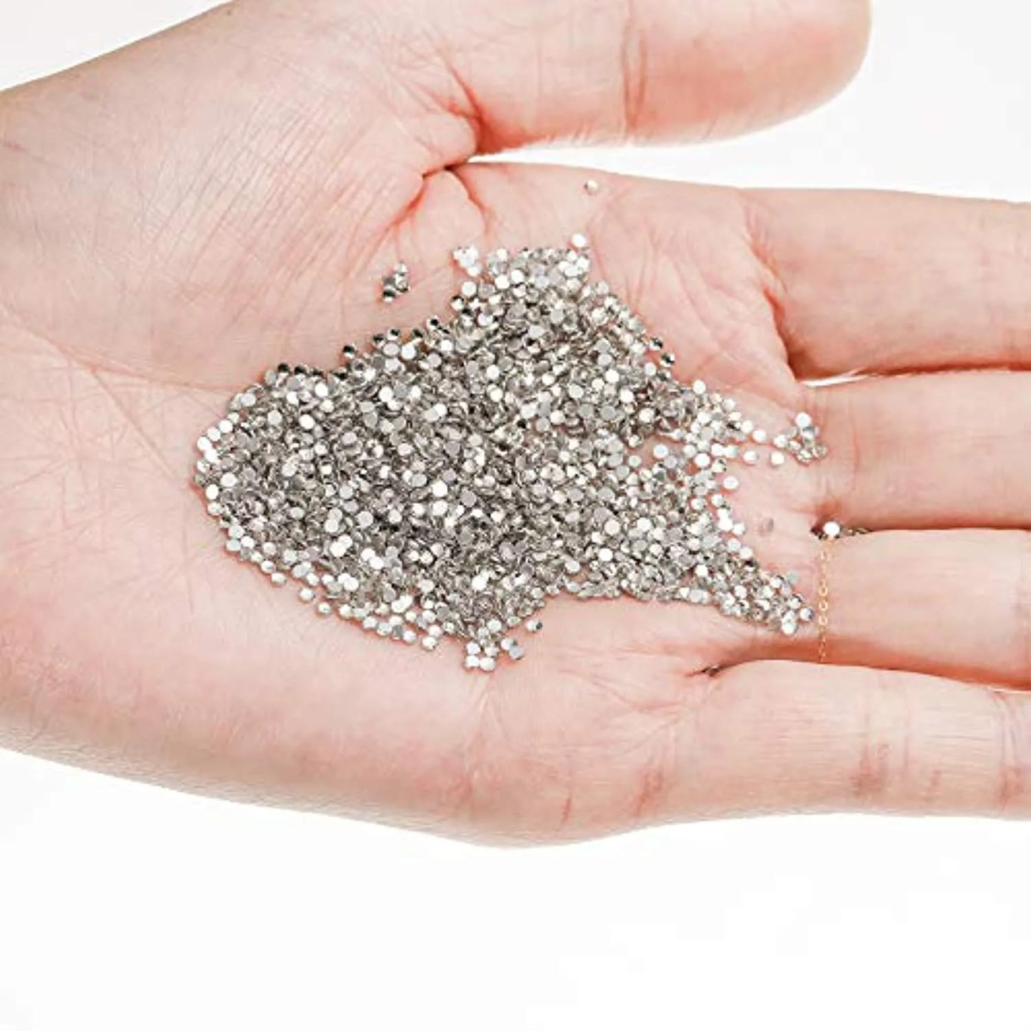 Ely D 3000PCS Flat Back Rhinestones for Nails, Round Gems, No HotFix Very Sparkly Nail Crystal for Nail - Art, 6 Sizes with Pick Up Tweezer, for Face Clothes Crafts Shoes Bags, Clear Rhinestone