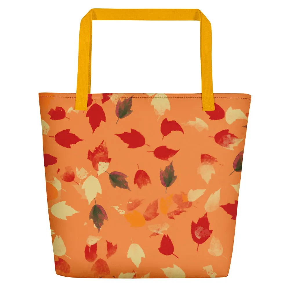 Fall Leaves Tote with Orange Background