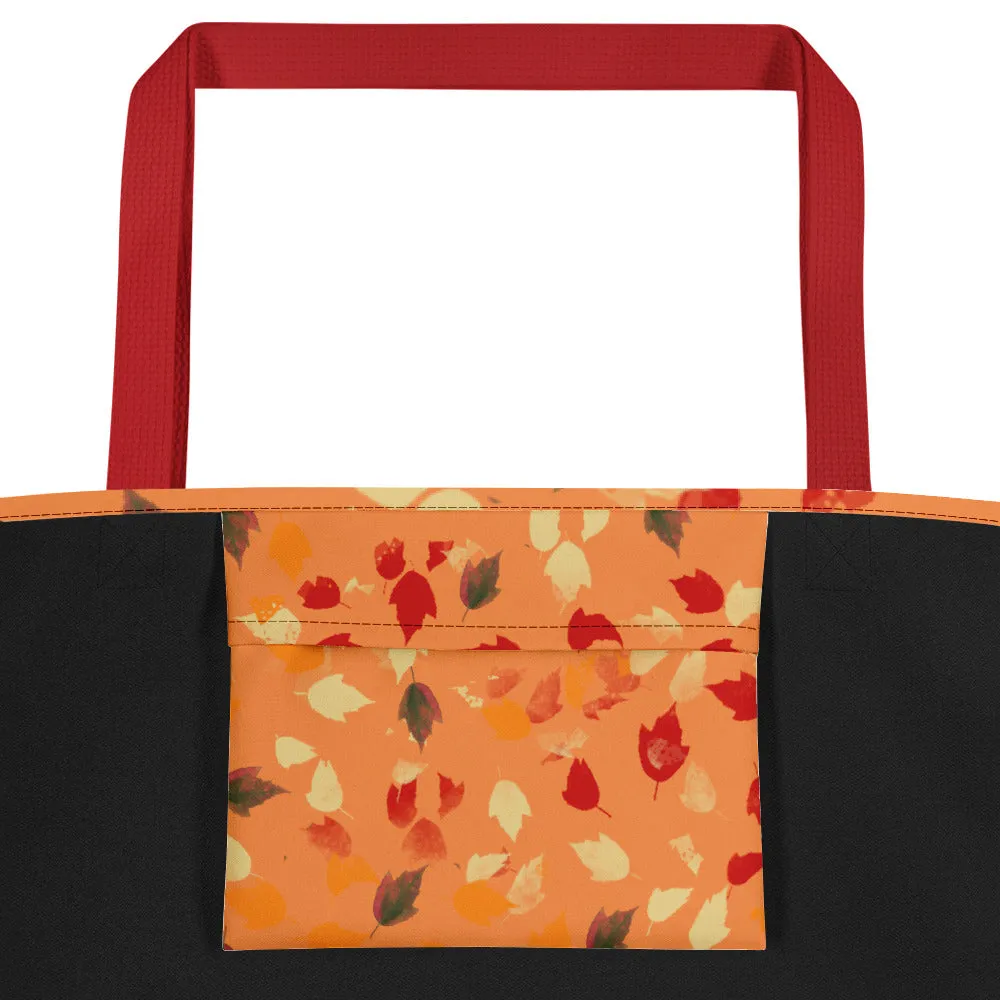 Fall Leaves Tote with Orange Background