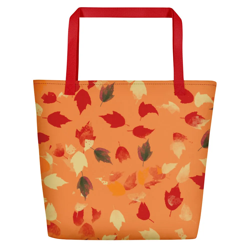 Fall Leaves Tote with Orange Background