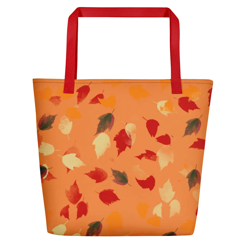 Fall Leaves Tote with Orange Background