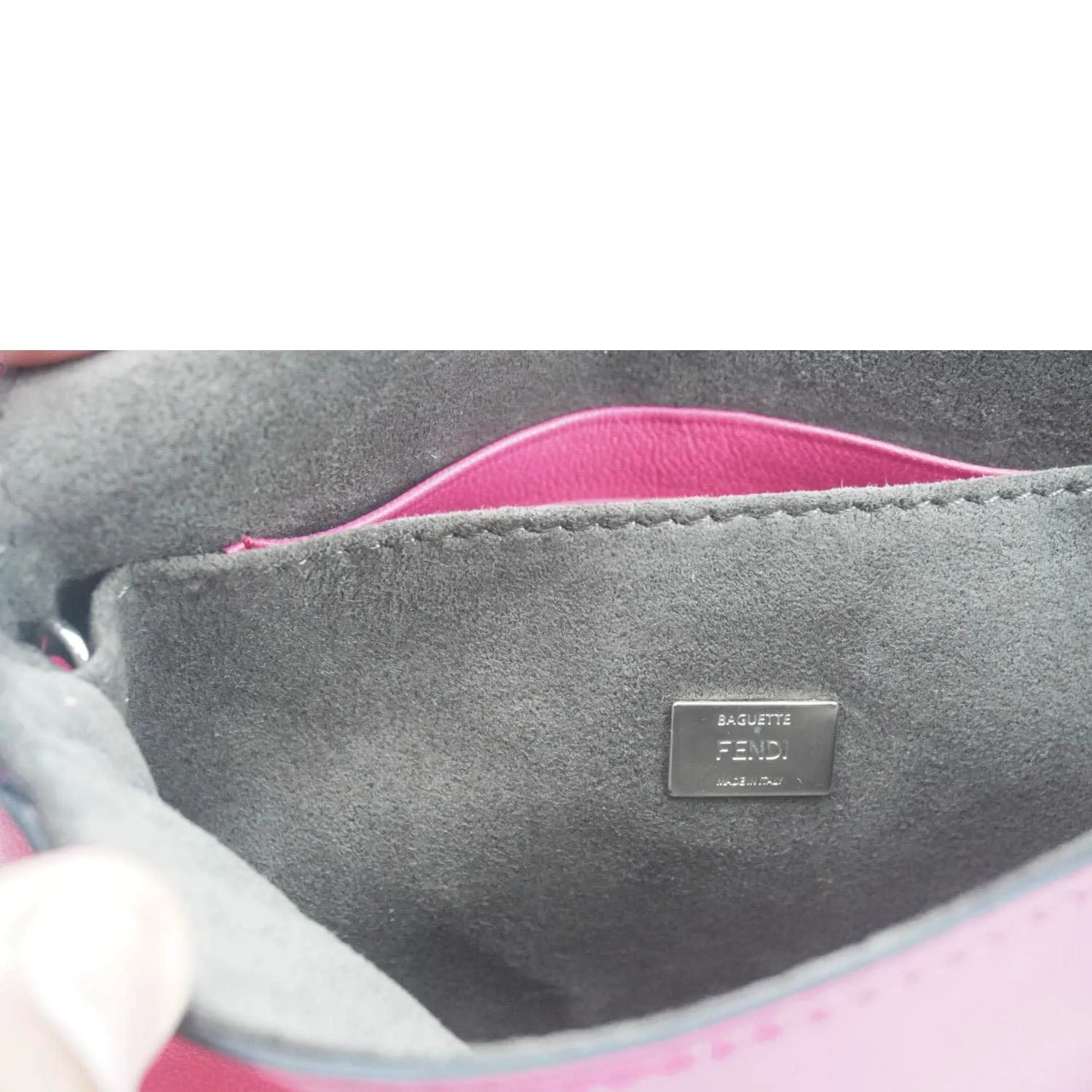 FENDI Micro Baguette Leather Crossbody Bag Pink