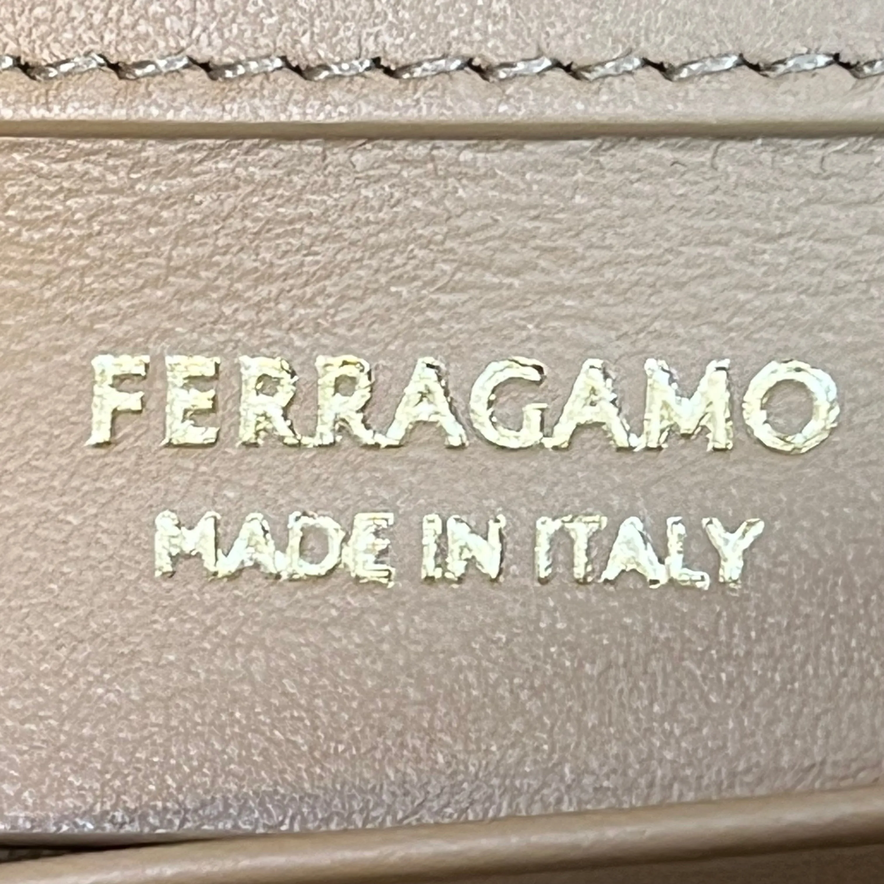 FERRAGAMO Arch Mini Beige Leather Crossbody Bag