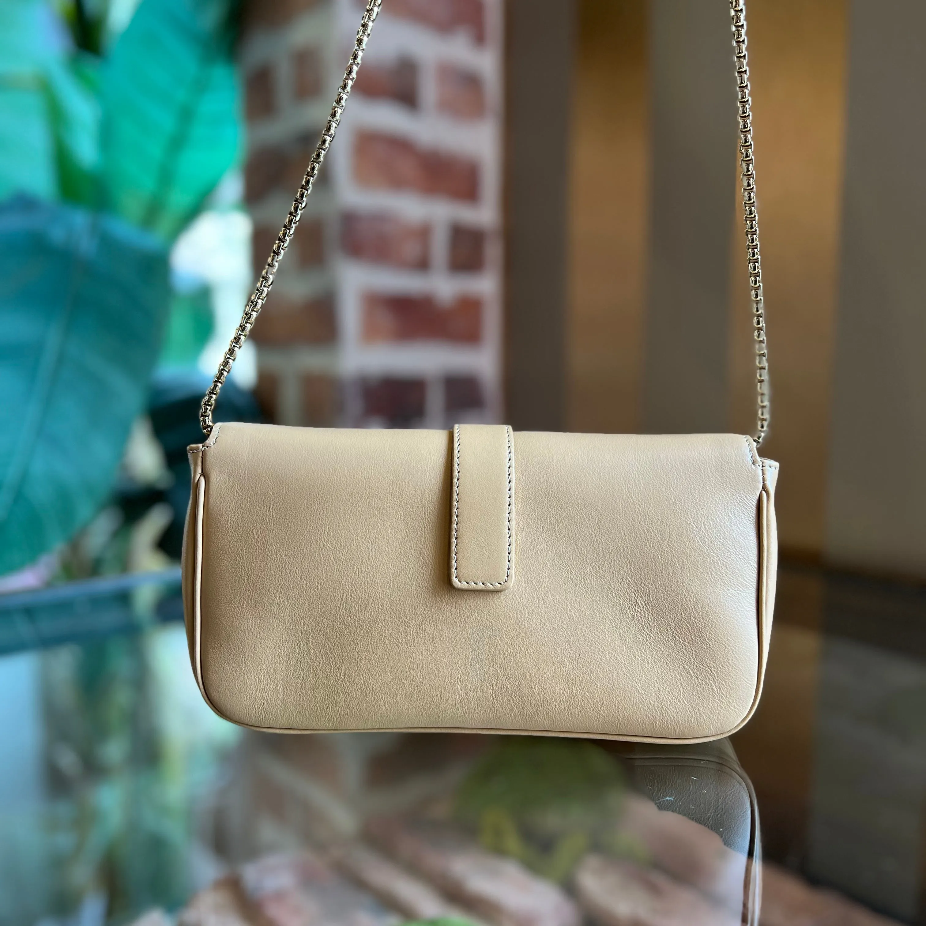FERRAGAMO Arch Mini Beige Leather Crossbody Bag