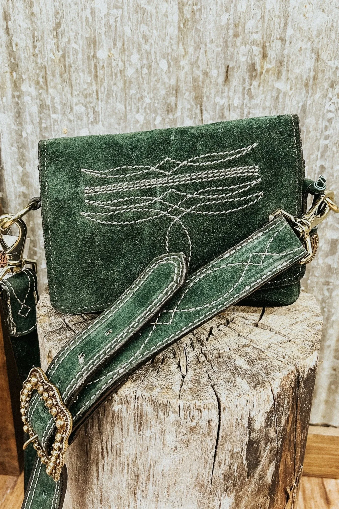 Forest Green Bum Bag  with Cream Figure 8 Stitch
